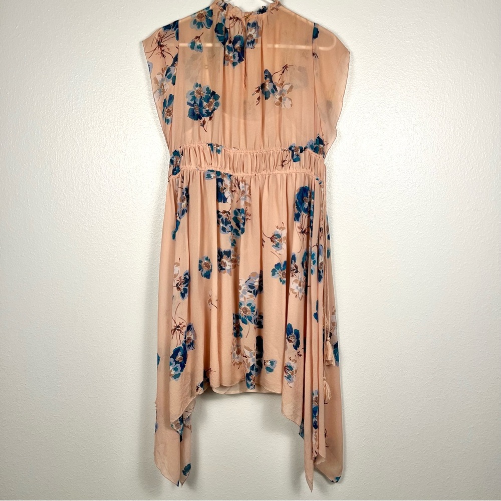 Ulla Johnson Luisa Pink Floral Silk Tassel Cap Sleeve Handkerchief Dress Size 4 - Picture 8 of 9